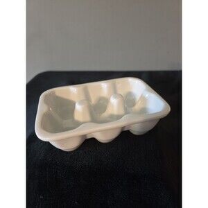 Crate & Barrel Ceramic White Egg Carton - Holds 6 Eggs - EUC